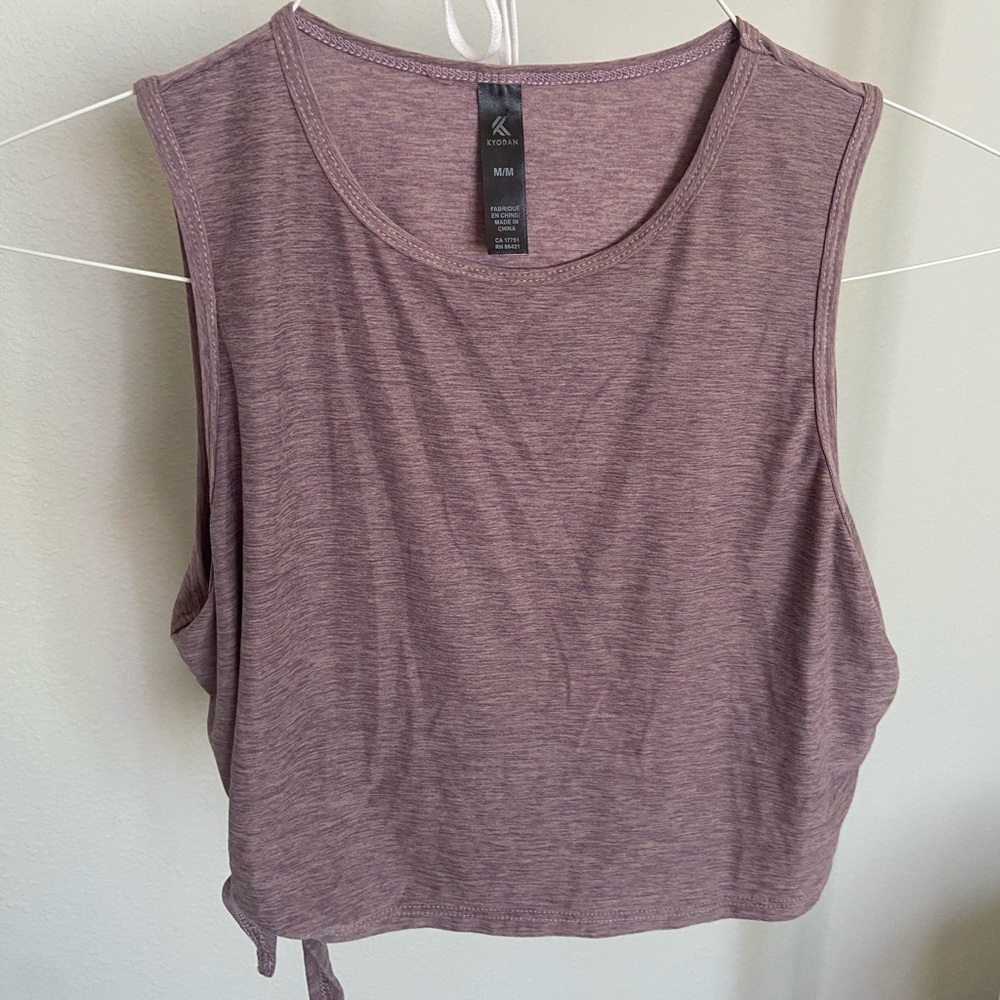 Purple tie workout top